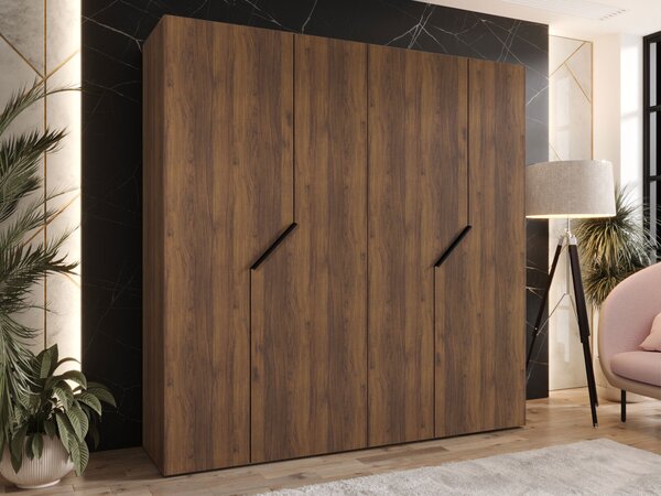 Gardróbszekrény Hartford 595, Laminált forgácslap, 202x200x52cm, Fekete, Dió