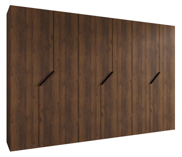 Gardróbszekrény Hartford 596, Laminált forgácslap, 202x300x52cm, Fekete, Dió