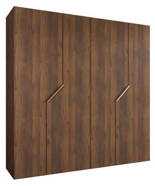 Gardróbszekrény Hartford 595, Laminált forgácslap, 202x200x52cm, Aranysárga, Dió