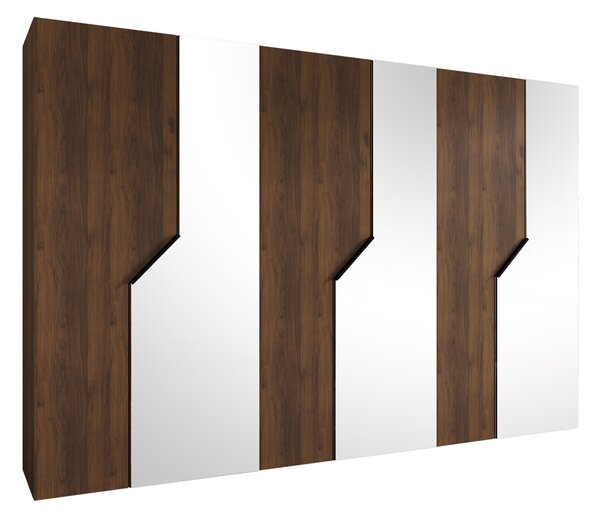 Gardróbszekrény Hartford 599, Laminált forgácslap, 202x300x52cm, Fekete, Dió