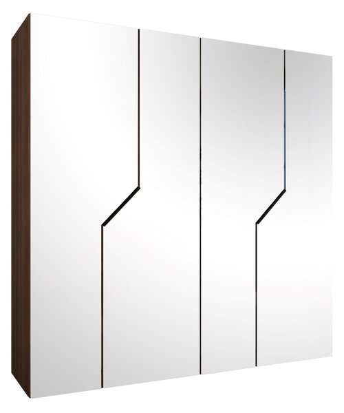 Gardróbszekrény Hartford 601, Laminált forgácslap, 202x200x52cm, Fekete, Dió