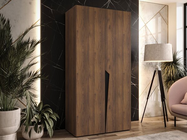 Gardróbszekrény Hartford 603, Laminált forgácslap, 202x100x52cm, Fekete, Dió