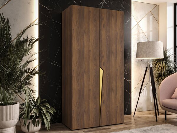 Gardróbszekrény Hartford 603, Laminált forgácslap, 202x100x52cm, Aranysárga, Dió
