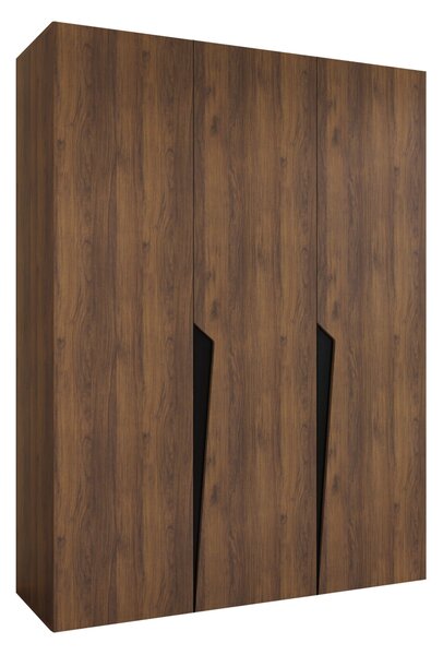 Gardróbszekrény Hartford 604, Laminált forgácslap, 202x150x52cm, Fekete, Dió
