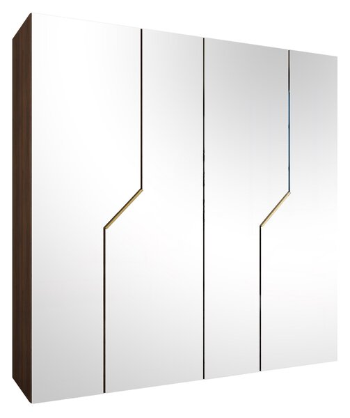 Gardróbszekrény Hartford 601, Laminált forgácslap, 202x200x52cm, Aranysárga, Dió
