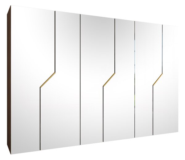 Gardróbszekrény Hartford 602, Laminált forgácslap, 202x300x52cm, Aranysárga, Dió