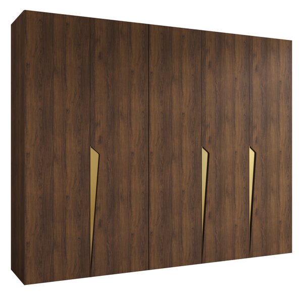 Gardróbszekrény Hartford 606, Laminált forgácslap, 202x250x52cm, Aranysárga, Dió