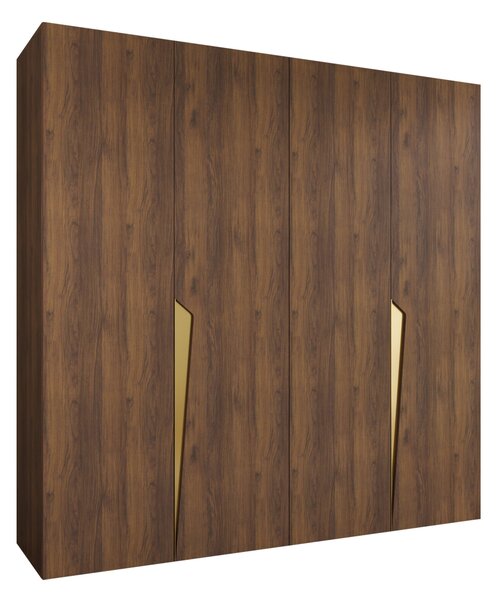 Gardróbszekrény Hartford 605, Laminált forgácslap, 202x200x52cm, Aranysárga, Dió