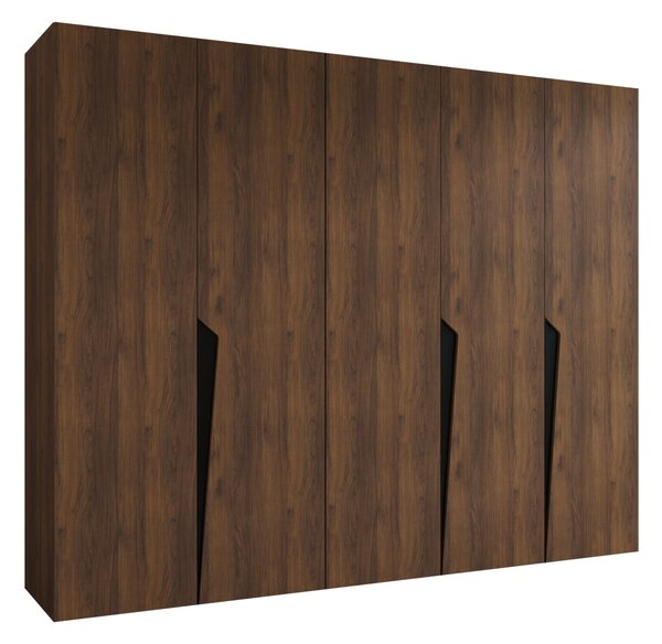Gardróbszekrény Hartford 606, Laminált forgácslap, 202x250x52cm, Fekete, Dió