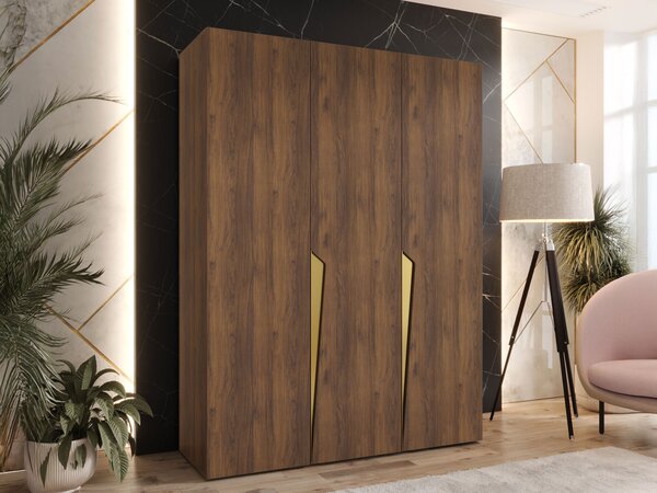Gardróbszekrény Hartford 604, Laminált forgácslap, 202x150x52cm, Aranysárga, Dió