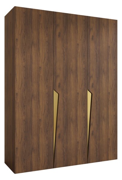 Gardróbszekrény Hartford 604, Laminált forgácslap, 202x150x52cm, Aranysárga, Dió