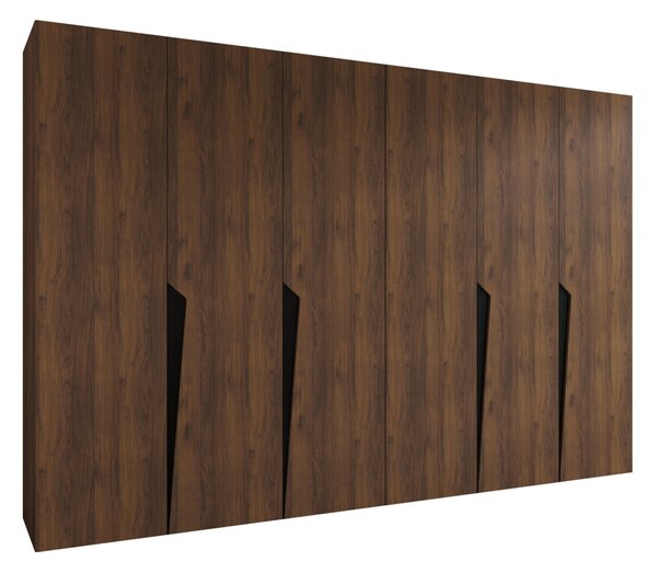 Gardróbszekrény Hartford 607, Laminált forgácslap, 202x300x52cm, Fekete, Dió