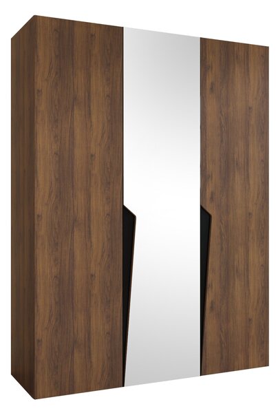 Gardróbszekrény Hartford 609, Laminált forgácslap, 202x150x52cm, Fekete, Dió