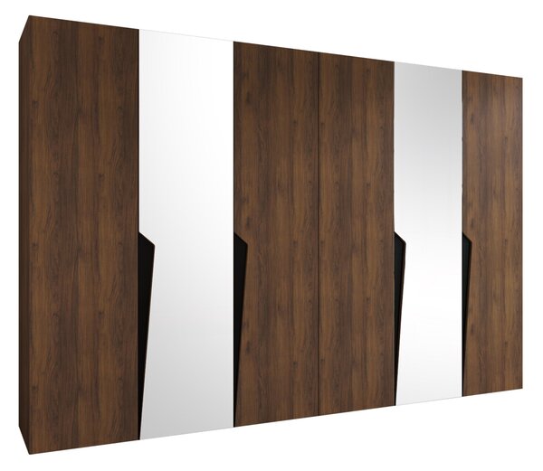 Gardróbszekrény Hartford 612, Laminált forgácslap, 202x300x52cm, Fekete, Dió