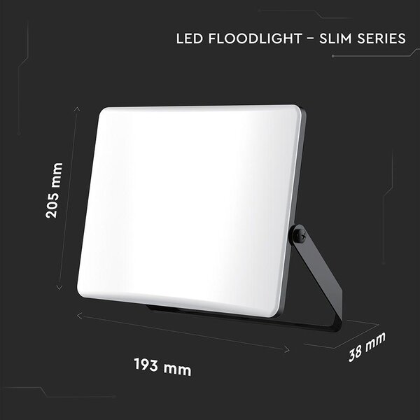 V-TAC RLE 30W LED reflektor, állítható színhőmérséklettel, fekete házzal, tejüveg búra - SKU 23769