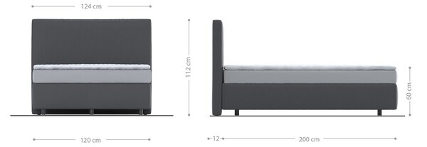DELIFE Boxspring ágy Dream-Well 120x200 cm bouclé krémfehér matraccal és topperrel