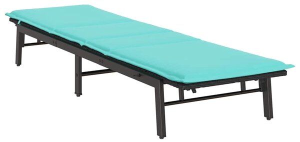 Fekete polyrattan napozóágy párnával