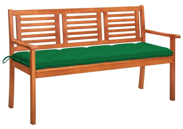 3 személyes tömör eukaliptuszfa kerti pad párnával 150 cm