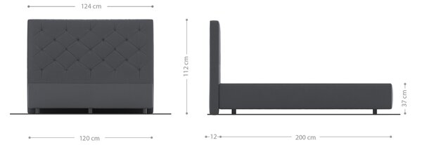 DELIFE Boxspring ágy Dream-Great mikroszálas antracit vintage 120x200 cm