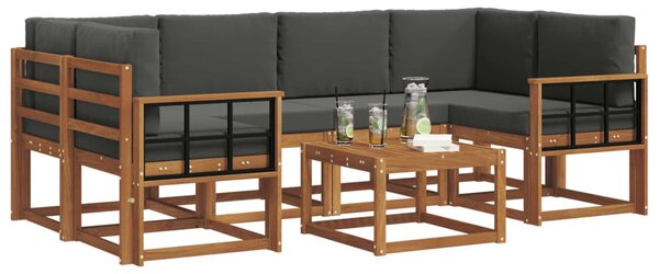 Kültéri kanapé szett párnával 7 pcs Természetes és antracit