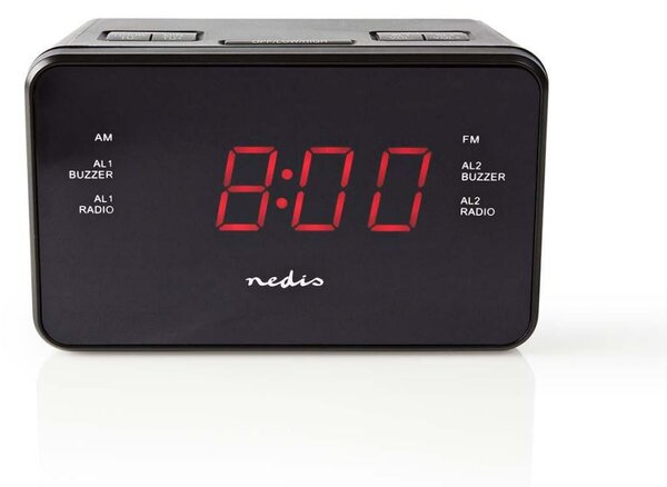 Nedis digitális rádiós ébresztőóra (CLAR002BK)