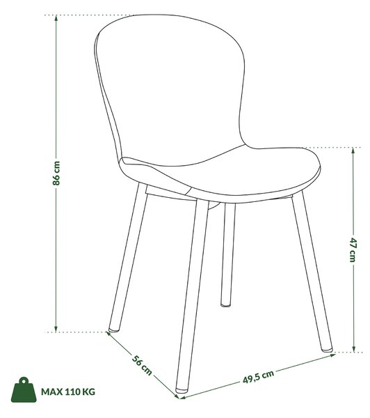 MAZZONI EXPORT FIORA Terrakotta (Apia 272 szövet) / fekete váz – MODERN KÁRPITOZOTT CHENILLE SZÉK NAPPALIBA/ÉTKEZŐBE