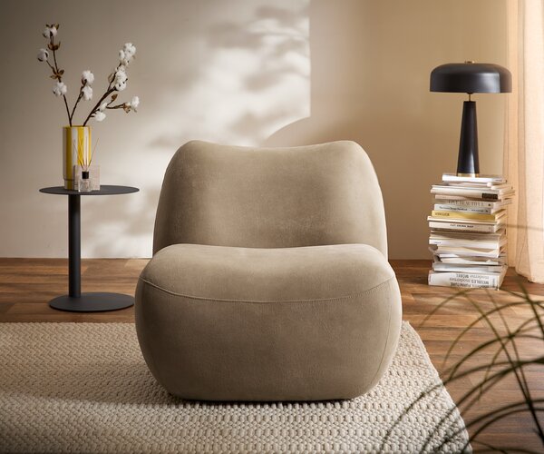 DELIFE Lounge fotel Zena 75x85 cm mikroszálas bézs vintage