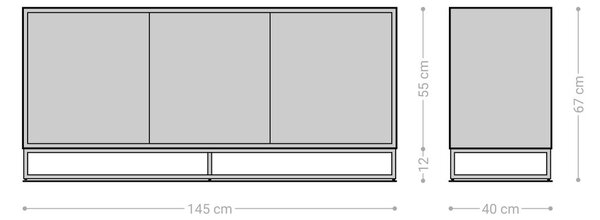 DELIFE Komód Famke 145 cm mango teak 3 ajtós