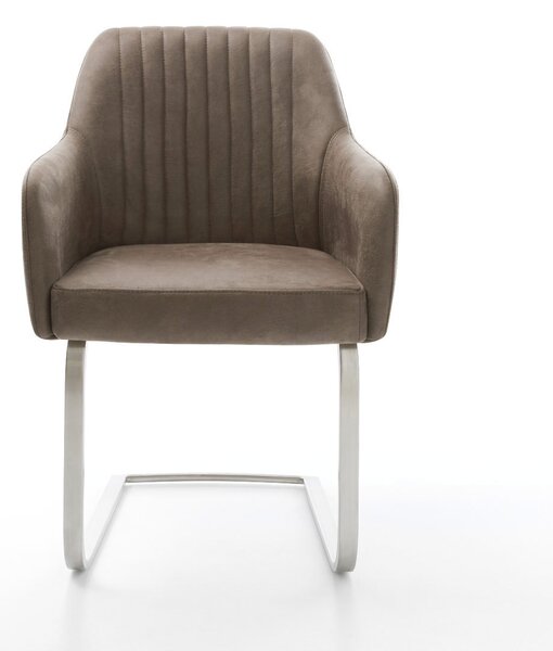 DELIFE Étkezőszék Greg-Flex mikroszálas taupe vintage étkezőszék lapos rozsdamentes acél zsákrugós
