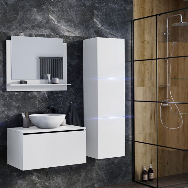 Venezia Like I. fürdőszobabútor szett + mosdókagyló + szifon (matt fehér)