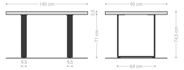 DELIFE Étkezőasztal Edge 140x90 akác természetes rozsdamentes acél keskeny Live-Edge