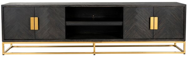 Fekete-arany tölgy TV-asztal Richmond Blackbone 220 x 42,5 cm