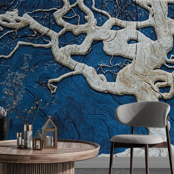 Öntapadó tapéta absztrakt fa kék háttéren