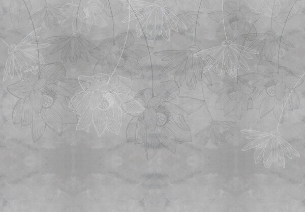 Fotótapéta - Illusztráció virágok betonon (147x102 cm)