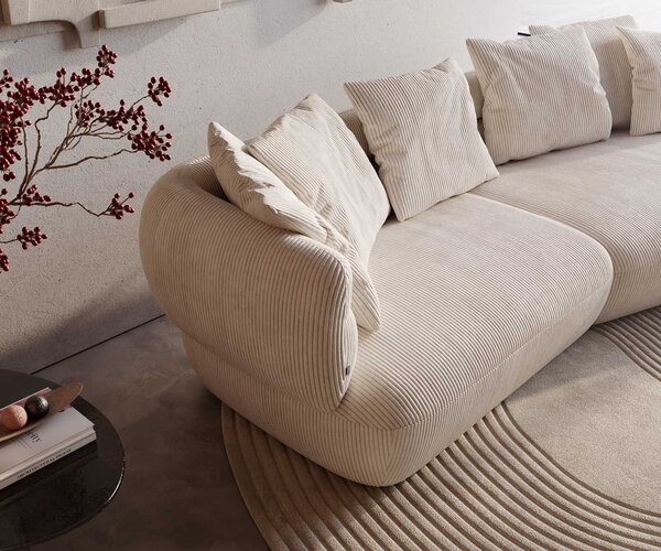 DELIFE Kanapé Roya 320x140 cm kordbársony bézs