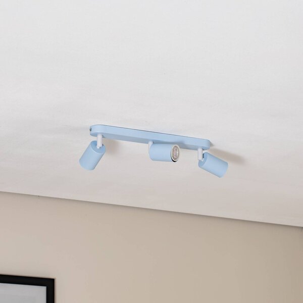 TK Lighting Livia mennyezeti spotlámpa, világoskék, 52 cm, 3 izzós, fém, GU10, dimmelhető, Kék, Gyermekszoba, fém