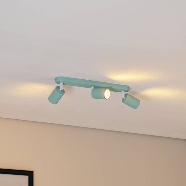 TK Lighting Livia mennyezeti spotlámpa, mintaszínű, 52 cm, 3 izzós, fém, GU10, dimmelhető, Zöld, Gyermekszoba, fém