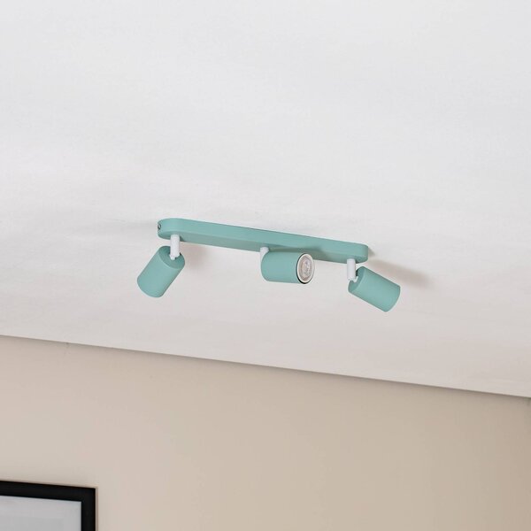 TK Lighting Livia mennyezeti spotlámpa, mintaszínű, 52 cm, 3 izzós, fém, GU10, dimmelhető, Zöld, Gyermekszoba, fém