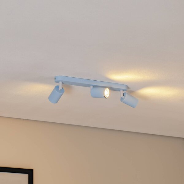 TK Lighting Livia mennyezeti spotlámpa, világoskék, 52 cm, 3 izzós, fém, GU10, dimmelhető, Kék, Gyermekszoba, fém