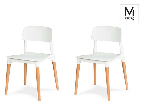 Modesto Design ECCO Szék Szett Polipropilén Bükk Fehér Skandináv Design (2 db)