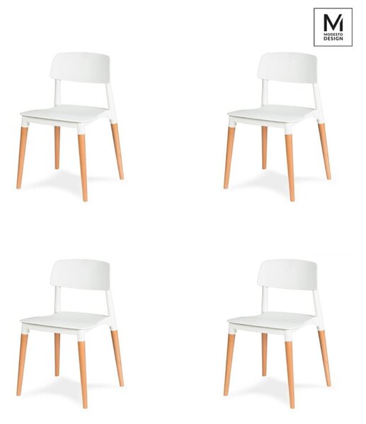 Modesto Design Ecco Szék Készlet Polipropilén Bükk Fehér Skandináv Design (4 db)