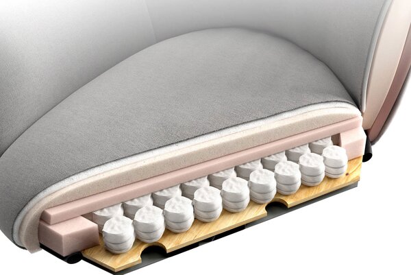 DELIFE Étkezőszék Nube-Flex karfás bouclé ezüstszürke kereszt láb széles titán effekt felület 360° forgatható zsákrugós