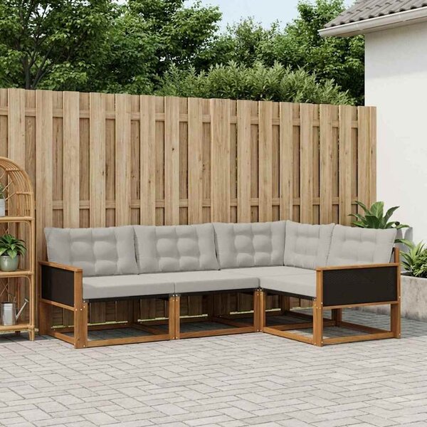 Kültéri kanapé szett 4 pcs Természetes és Világosszürke