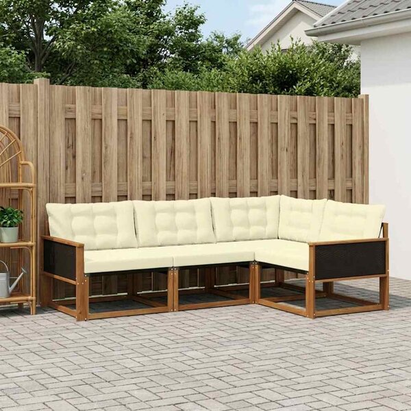 Kültéri kanapé szett párnával 4 pcs Természetes és krémszínű