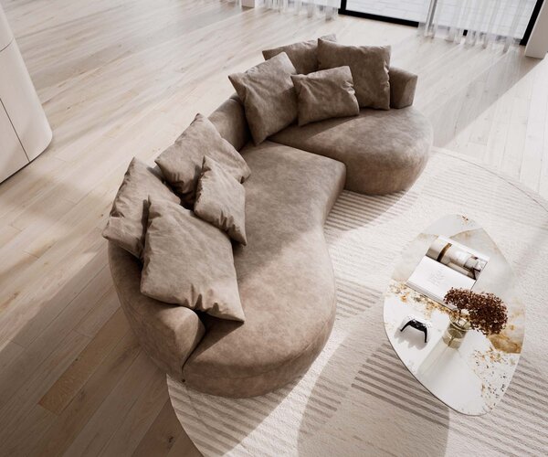 DELIFE Kanapé Edina 330x170 cm mikroszálas taupe vintage