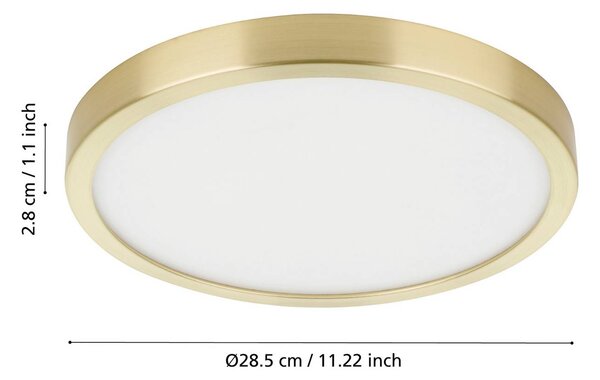 EGLO Felületre szerelhető LED panel Fueva 5 IP20 830 sárgaréz Ø28.5cm, Sárgaréz / arany, Nappali / Étkező, fém, Modern