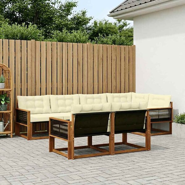 Kültéri kanapé szett párnával 7 pcs Természetes és krémszínű