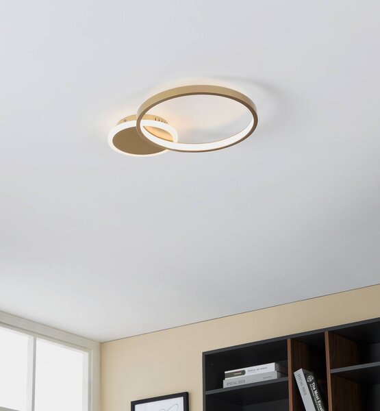 EGLO LED mennyezeti lámpa Gafares, arany, alumínium, 41 cm, távirányító CCT, dimmelhető, Sárgaréz / arany, Nappali / Étkező, Alumínium, Modern