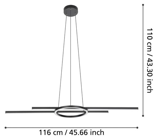 EGLO LED függőlámpa Zillerio-Z fekete ZigBee CCT dim ZigBee, dimmelhető, Fekete, Nappali / Étkező, Alumínium, Modern
