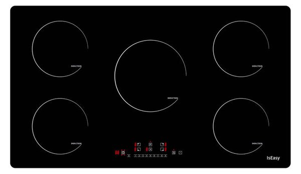 IsEasy LI5-01 Beépíthető 5 zónás Indukciós Főzőlap 7000 Watt - Fekete